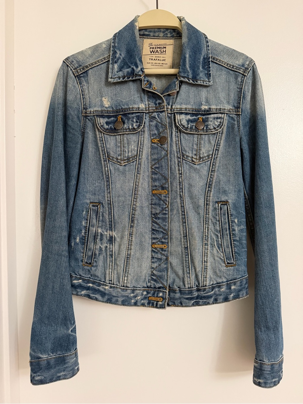 Zara Trafaluc distressed denim jacket Size XS